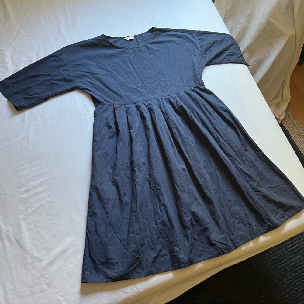 GORMAN navy blue boat neck cotton short sleeve mini dress